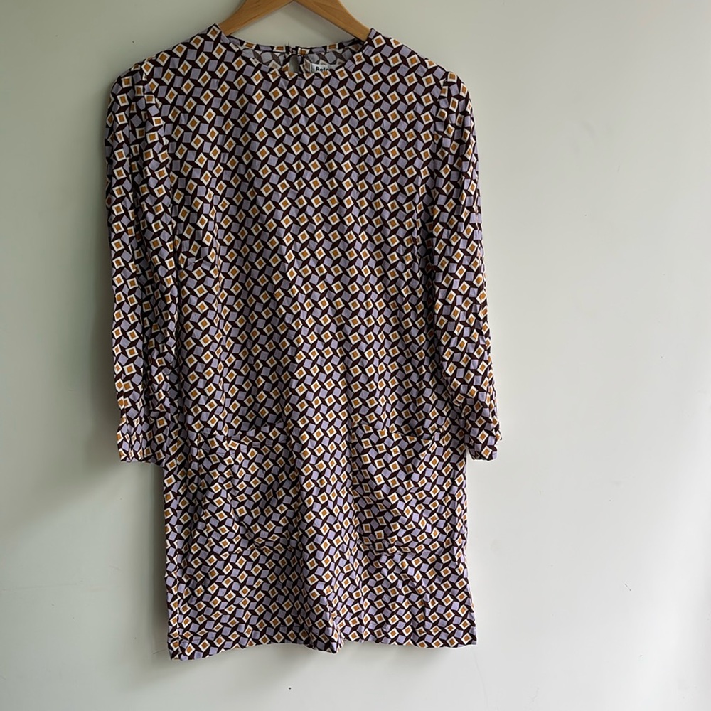 Reformation Mini Geometrical Front Pockets Dress Retro Plaza Print 6
